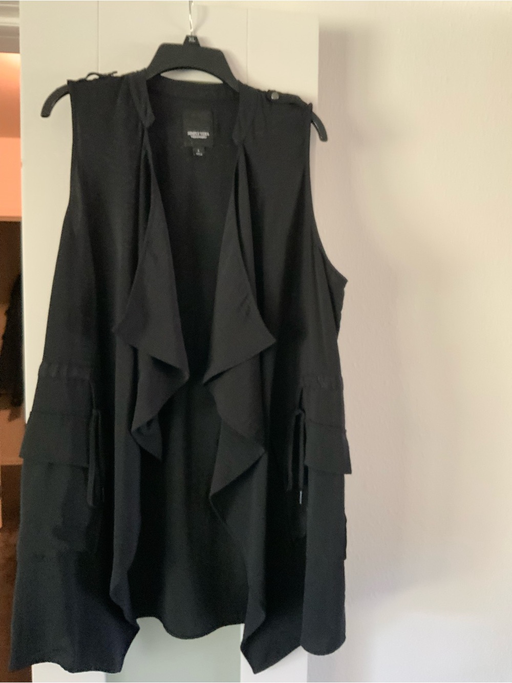 Simply Vera Vera Wang Black Draped Open-Front Women's Vest Blazer